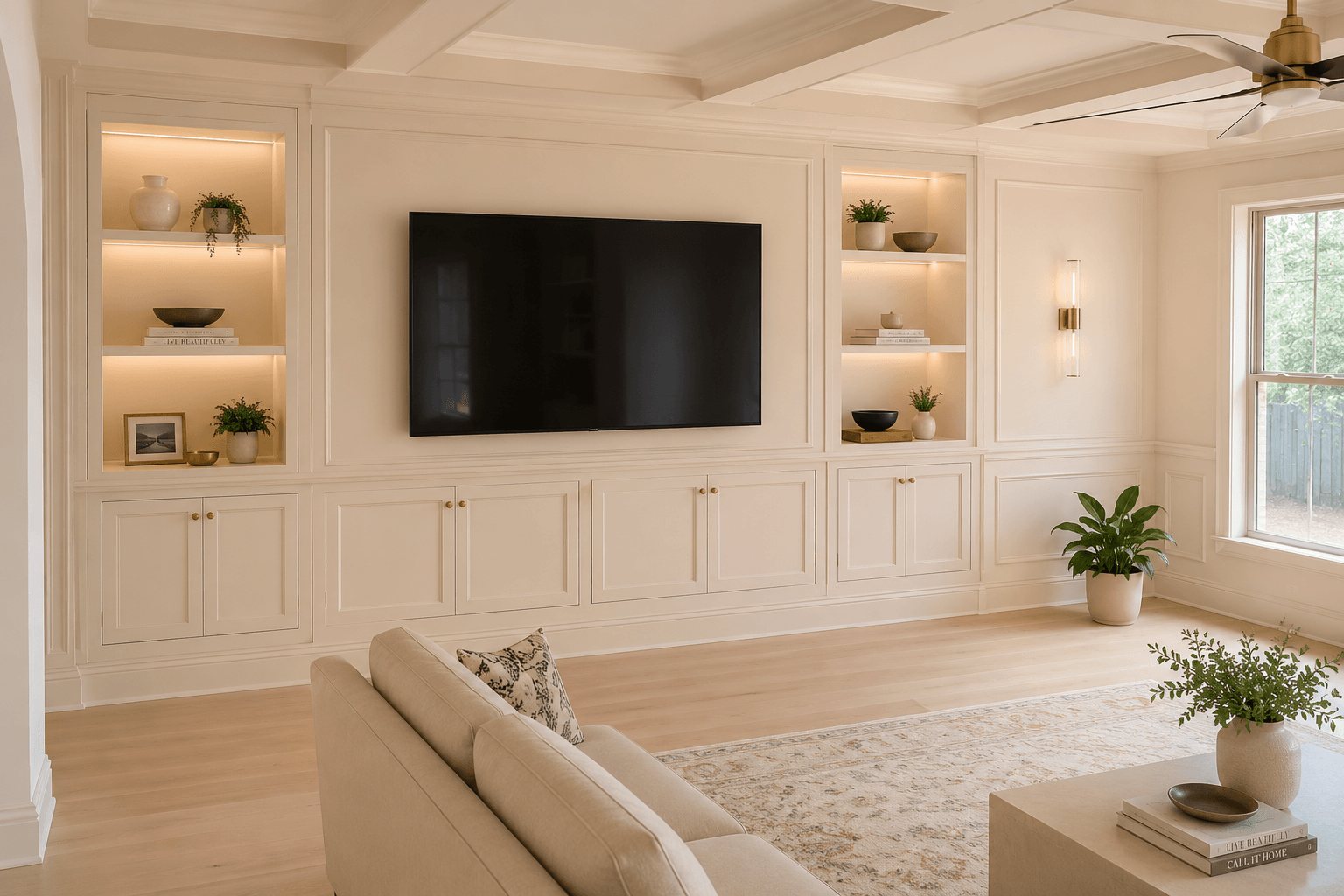 Custom millwork — paneled wall and built-ins